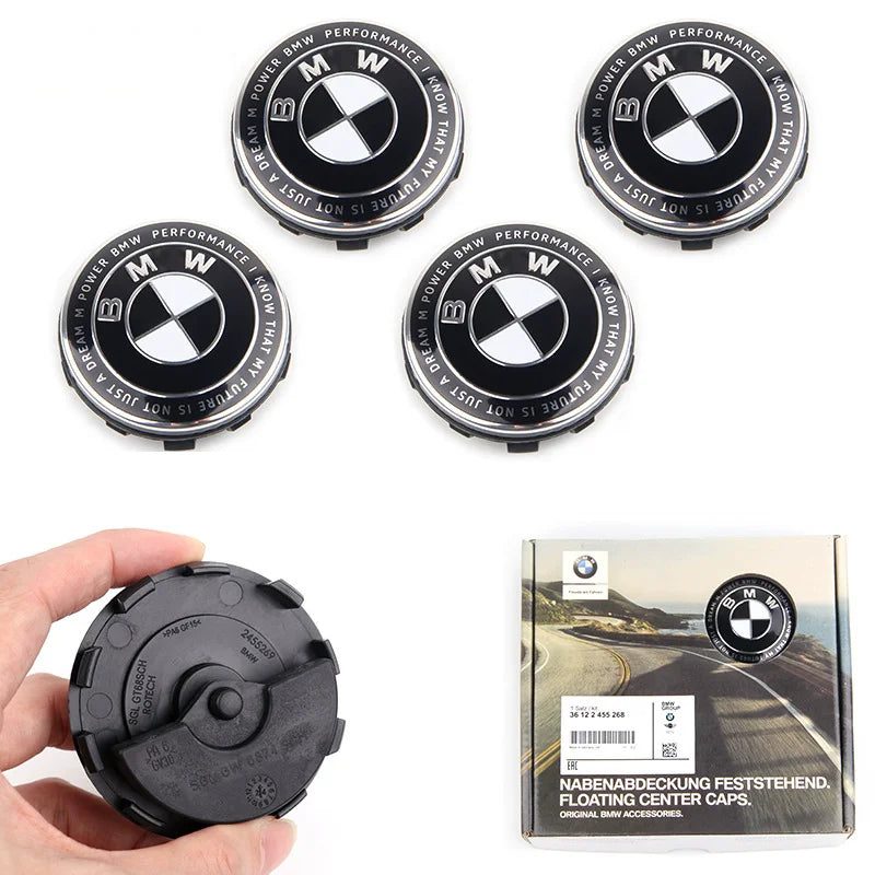 4-Piece 56mm 68mm Floating Wheel Center Caps for BMW E36 E46 E90 E39 E60 F10 F30 X3 X5 X6 G20 G30 M3