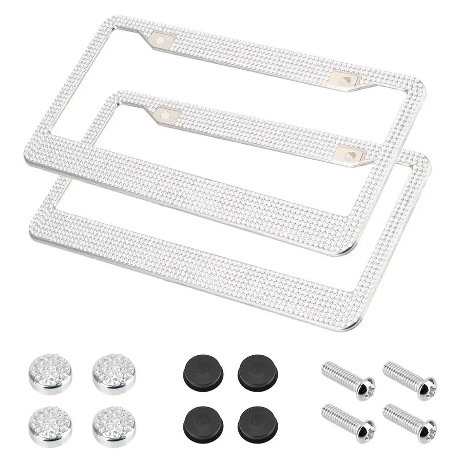 2-Piece Crystal Stainless Steel License Plate Frame Set