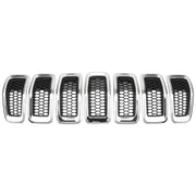 7-Piece Black Front Bumper Upper Grille ABS Plastic for Jeep Cherokee 2014 2015 2016 2017 2018