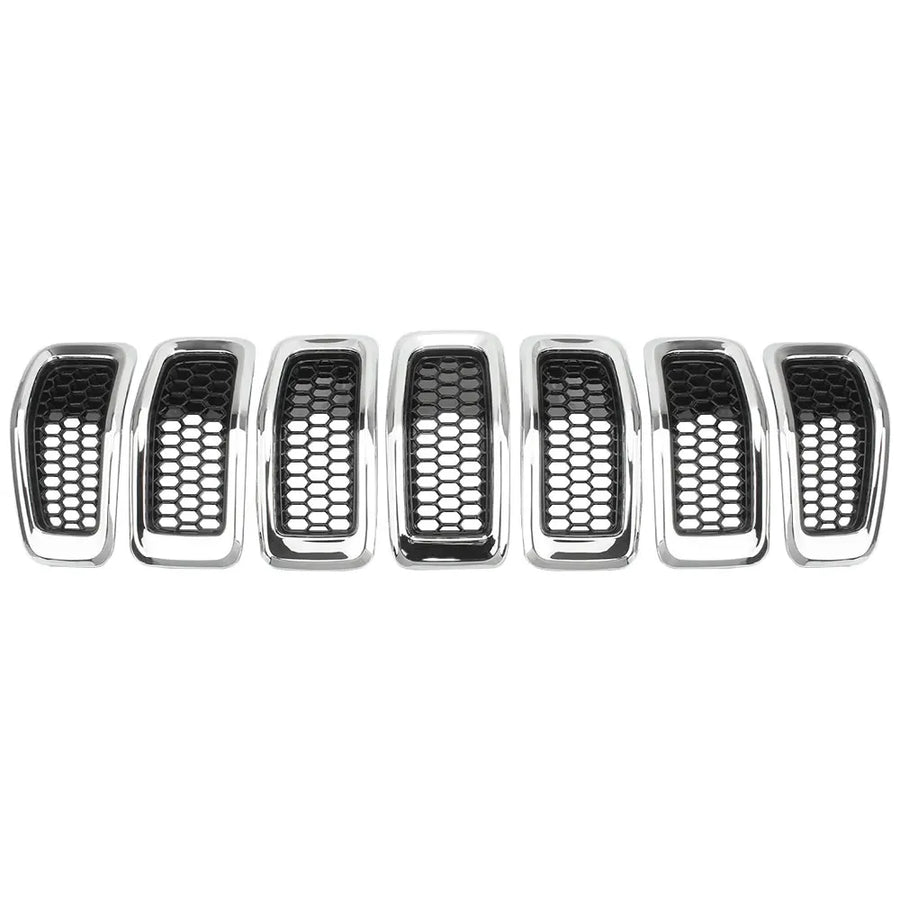 7-Piece Black Front Bumper Upper Grille ABS Plastic for Jeep Cherokee 2014 2015 2016 2017 2018