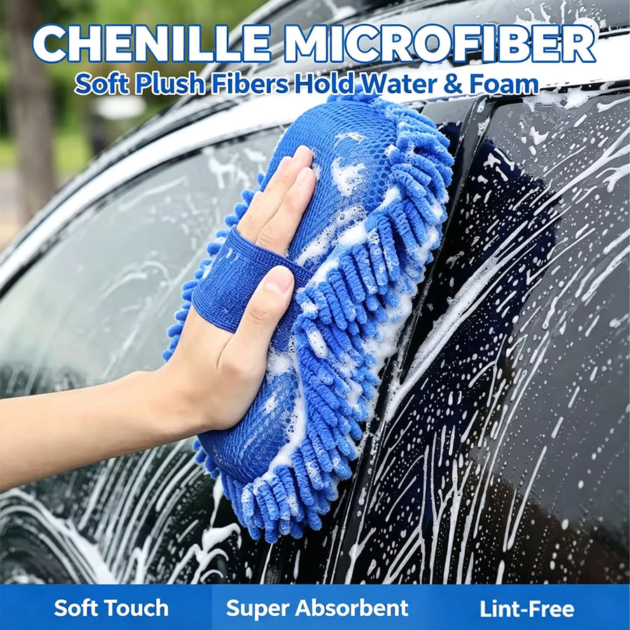 Chenille & Mesh Car Wash Mitts, 2-Pack
