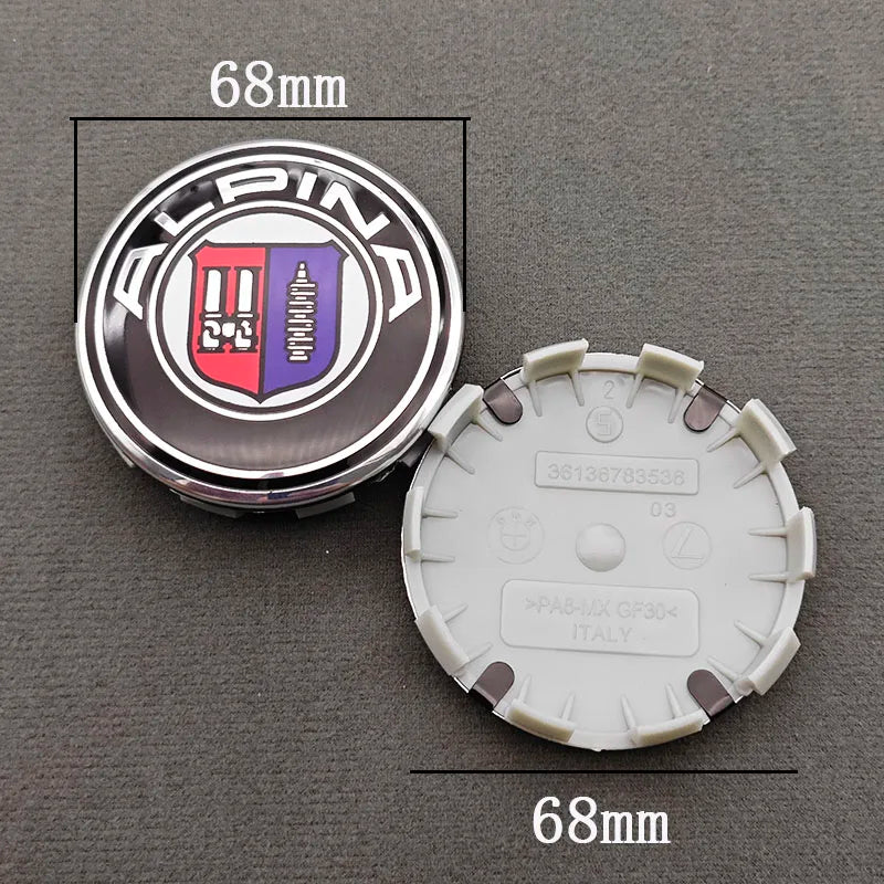 4-Piece 68mm Logo Alpina Emblem Wheel Center Hub Caps for BMW E46 E39 E38 E90 E60 E36 F30 E34 F10