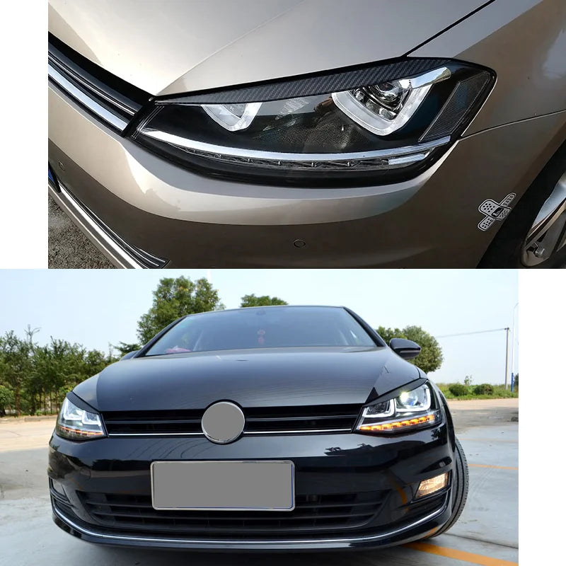 Gloss Black Headlight Eyebrow Trim Set for 2014–2017 Volkswagen Golf