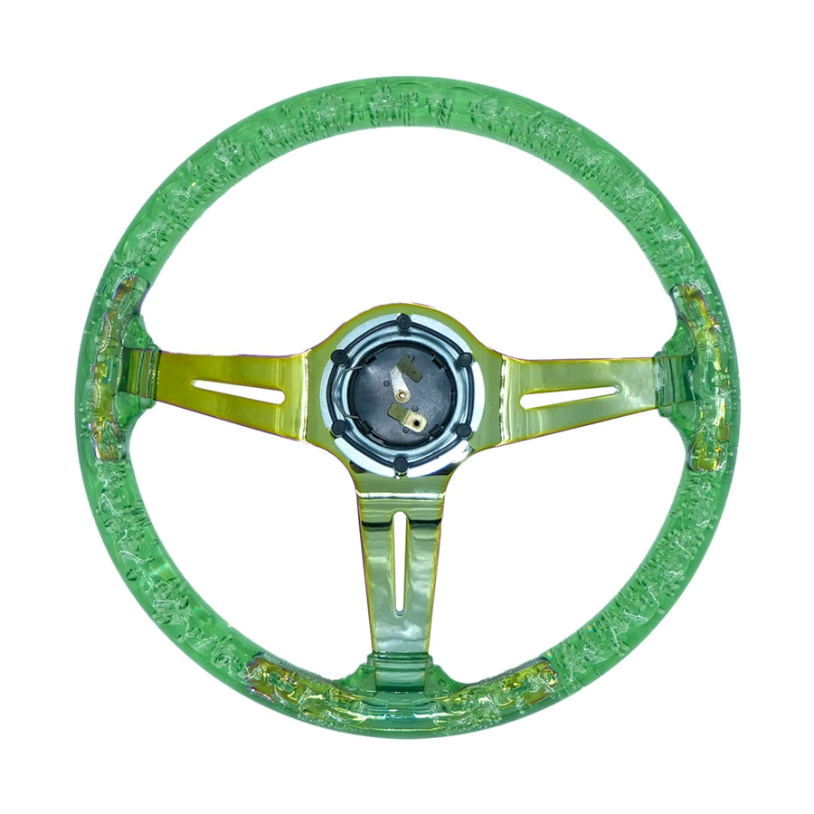 350 mm Acrylic Racing Steering Wheel – Green