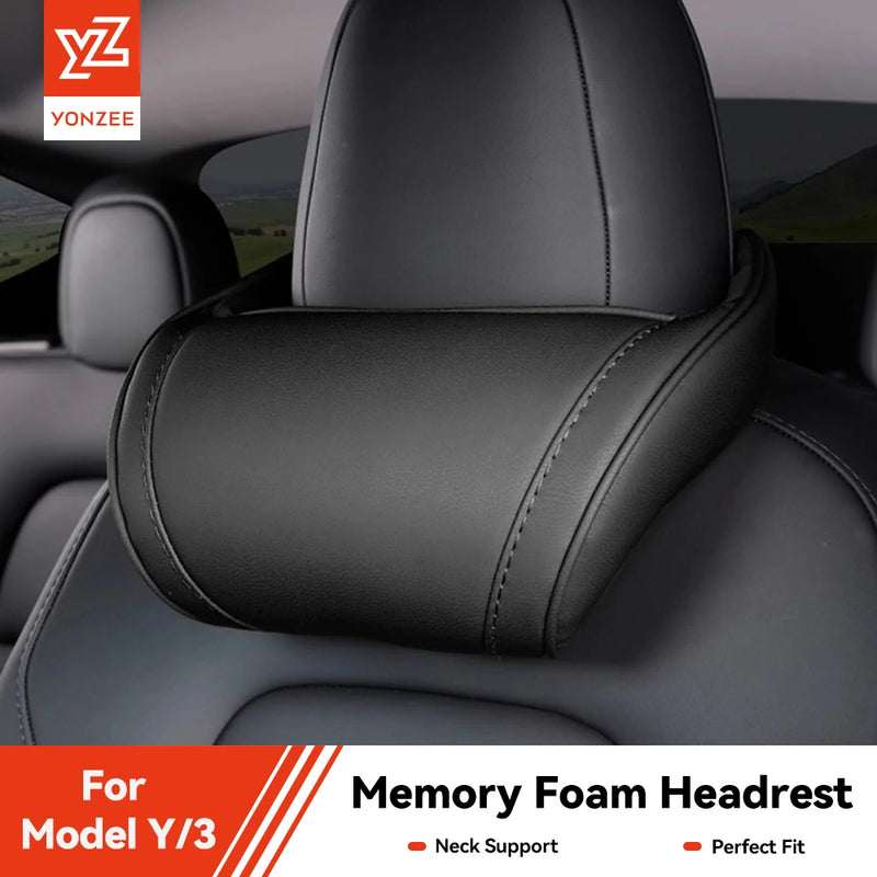 Memory-Foam Neck Pillow and Lumbar Support for Tesla Model 3/Y