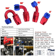 16FT AN10 Stainless Steel Braided CPE Oil Fuel Line Kit with 6-Piece Aluminum Alloy 0 45 90 Degree