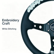 320 mm Black Leather Deep-Dish Racing Steering Wheel