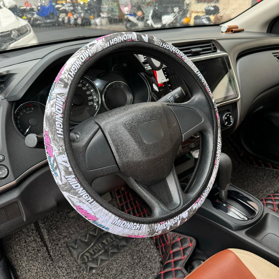 JDM-Style 15-Inch Faux Leather Steering Wheel Cover