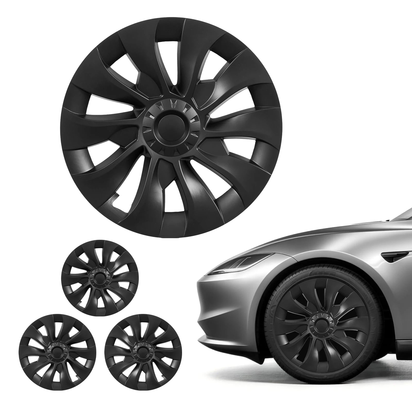 Matte Black Wheel Cover Set – Tesla Model 3/Y 18–20 in