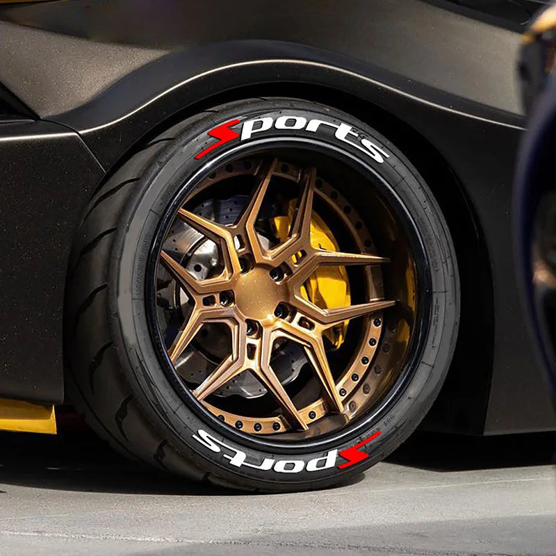 Sports Alphabet Pvc Car Tire Decals Tire Automotive Decorative Accessories Stylish Wheel Waterproof Stickers Adhesive-Free