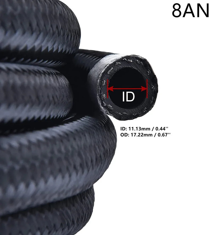 Universal AN8 Nylon & Stainless Steel Braided CPE Fuel Hose Oil Fuel Gas Line with CPE Fitting for Brake