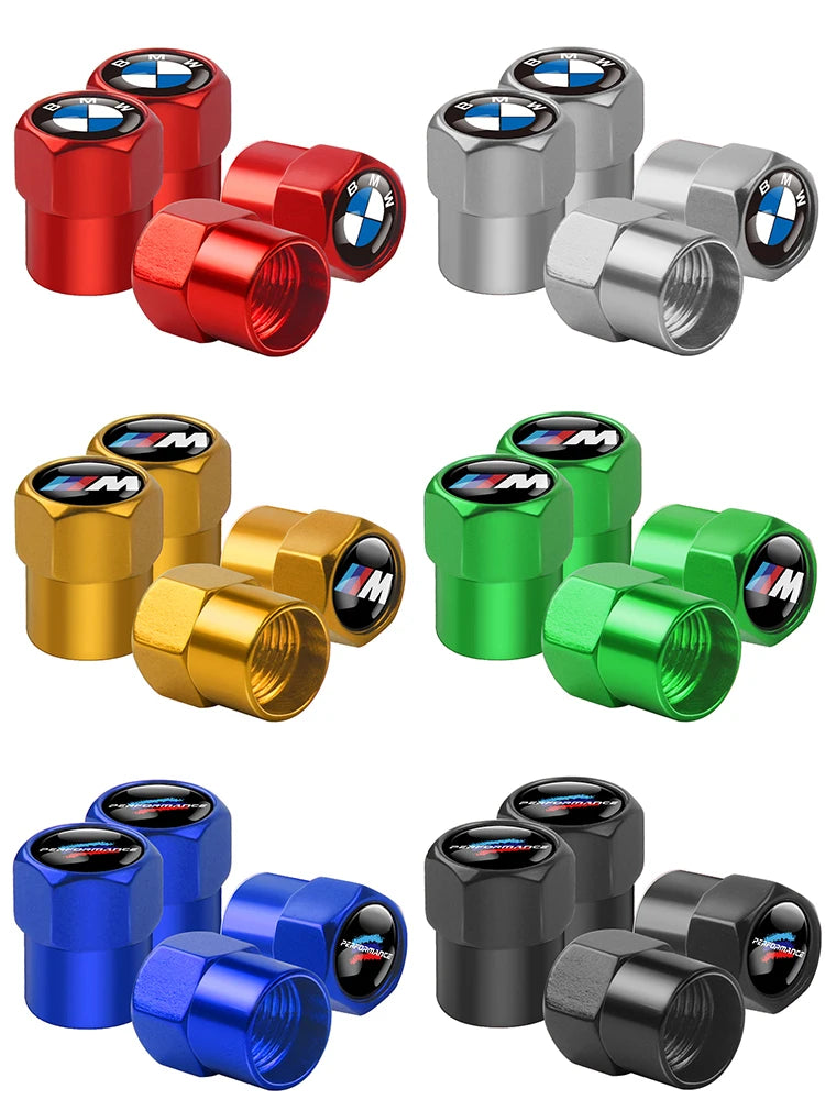 4-Piece M Style Metal Tire Valve Stem Caps for BMW Vehicles
