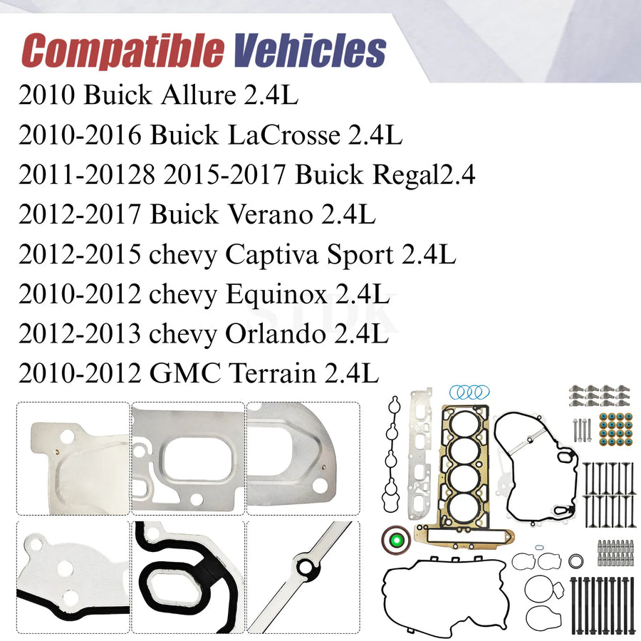 For GM 2.4L ECOTEC LAF LEA Head Gasket Set Rocker Arms Valve Lifter Chevrolet Equinox Terrain
