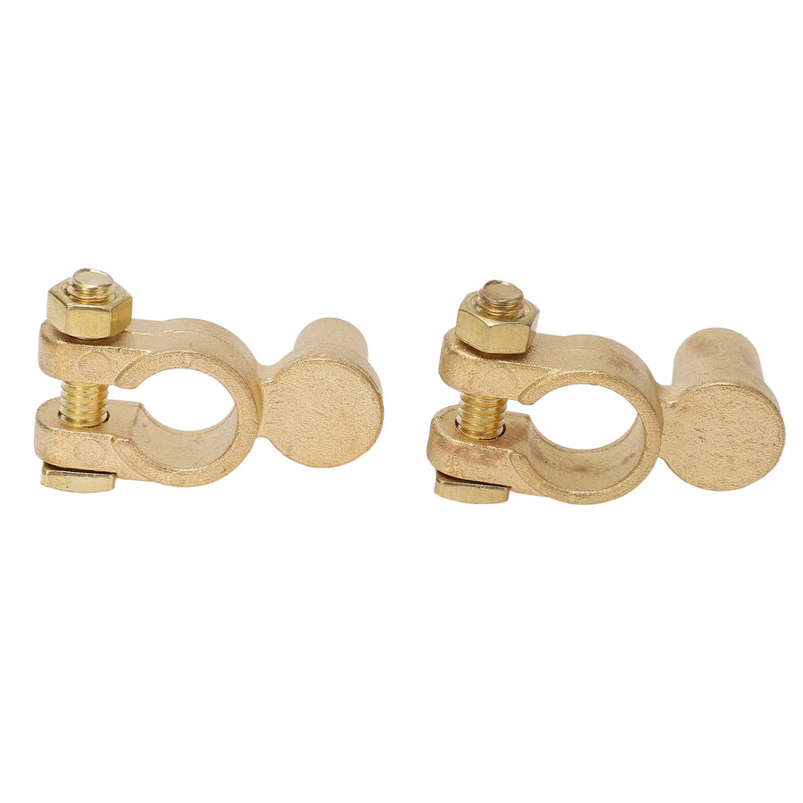 Brass Quick-Release Battery Terminal Clamps - Positive and Negative Pair
