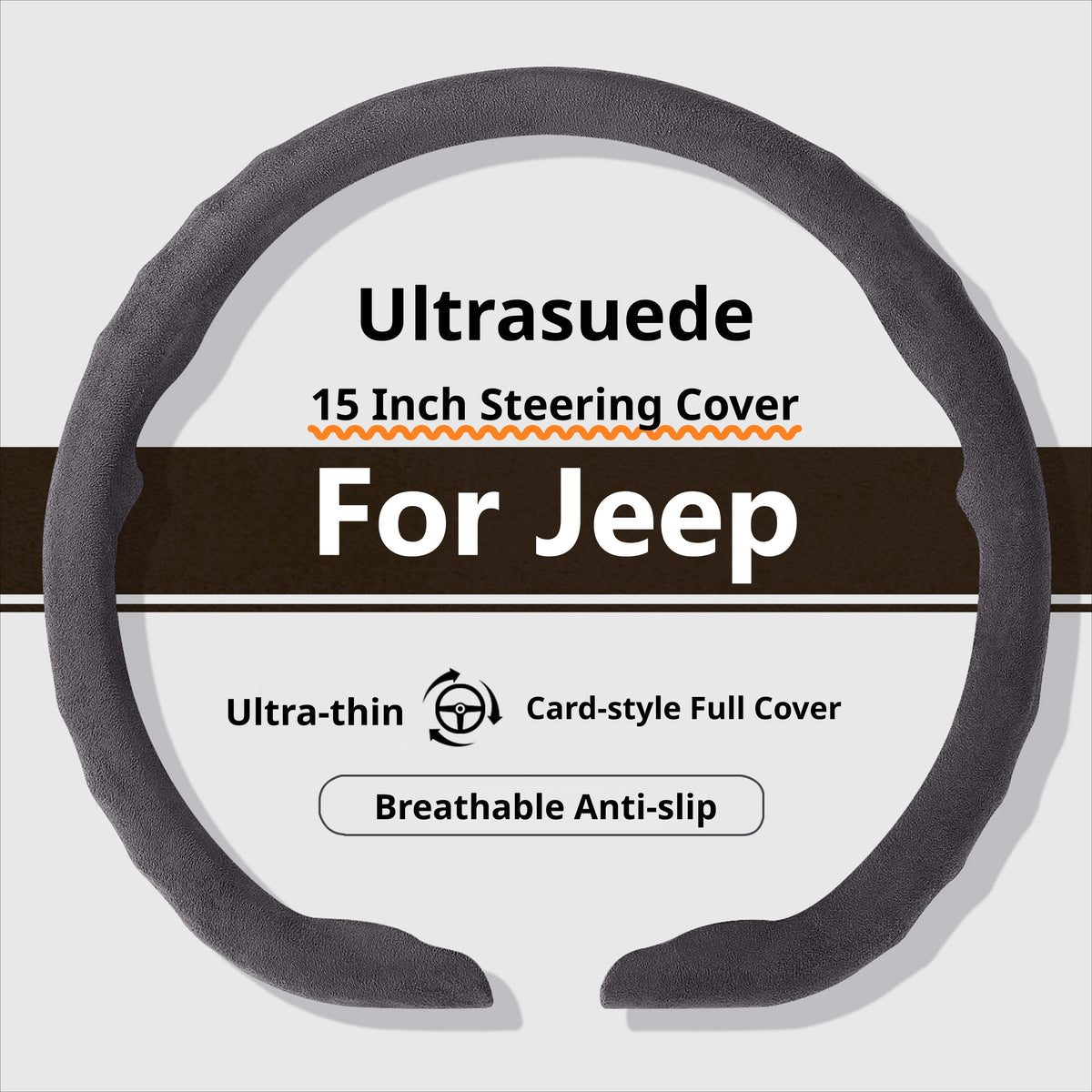 Suede 15 Inch Steering Wheel Cover