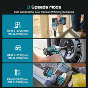 1/2-Inch Cordless Brushless Impact Wrench, 1200 N·m, Battery Options