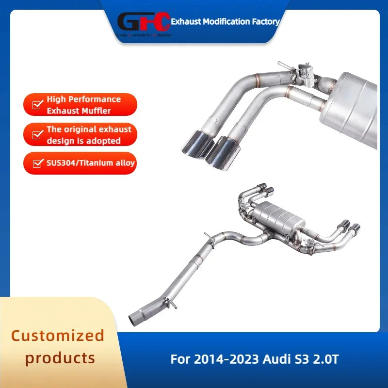 Stainless Steel Valved Cat-Back Exhaust System for Audi S3 2.0T 2014-2023