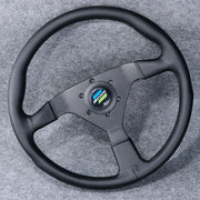 Spoon Sports-Style 350 mm Black-Spoke Leather Steering Wheel