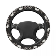 Skull-Design Slip-On Steering Wheel Cover – Black