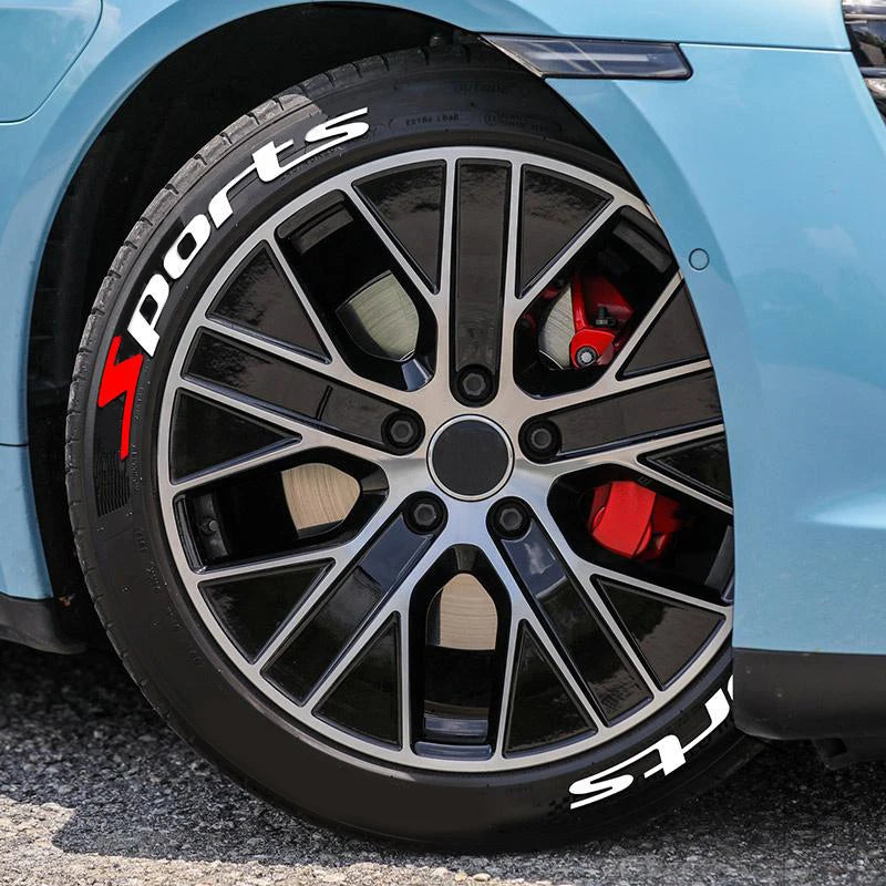 Sports Alphabet Pvc Car Tire Decals Tire Automotive Decorative Accessories Stylish Wheel Waterproof Stickers Adhesive-Free