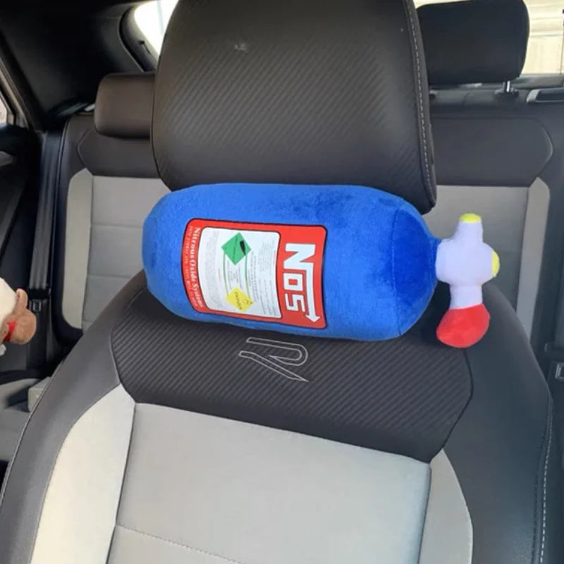 Nitrous-Bottle-Style Plush Car Neck Pillow