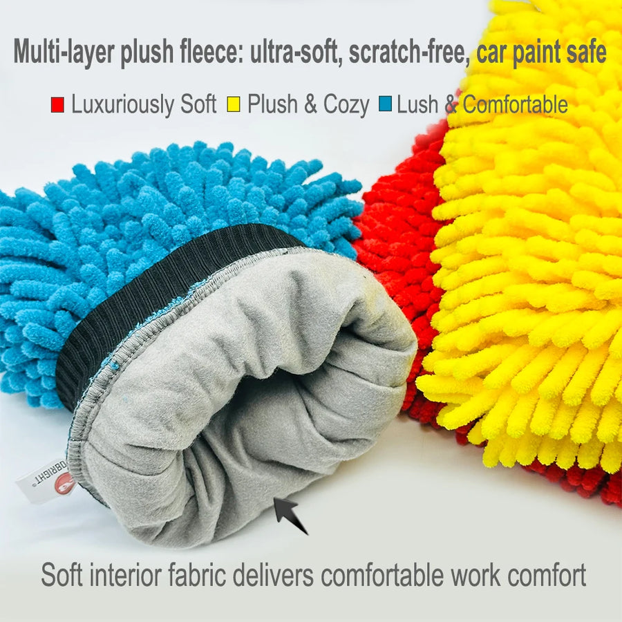 Extra-Thick Chenille Car Wash Mitt, 28 x 20 cm