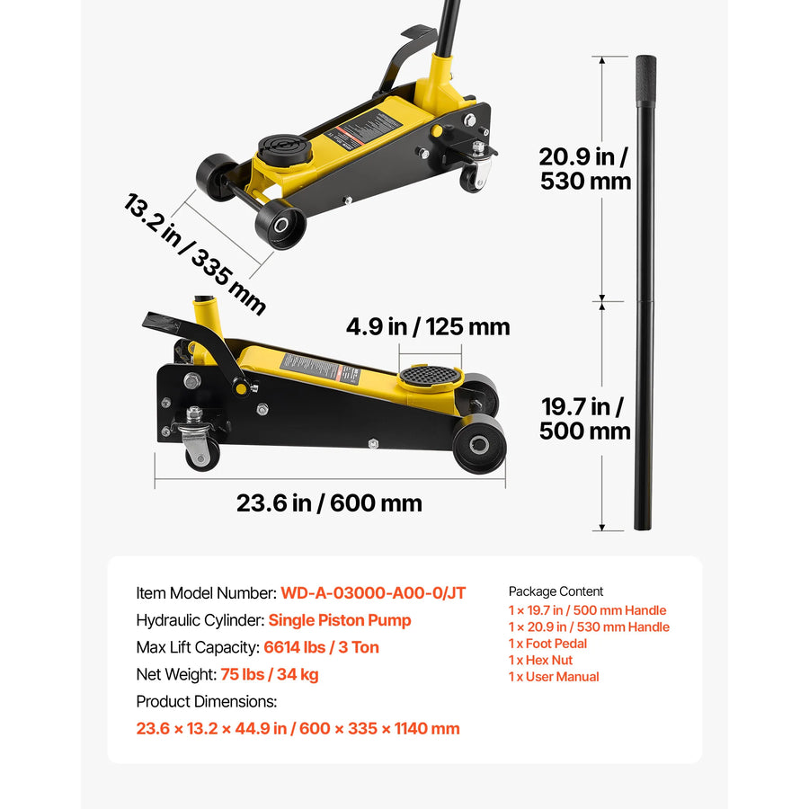 Low-Profile Hydraulic Floor Jack – Multiple Capacity Options