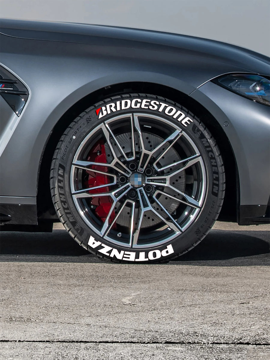 Bridgestone Tire Letter Stickers Set for 4 Wheels 3D Pvc Raised Tire Decals Waterproof Car Racing Tire Sidewall Decor