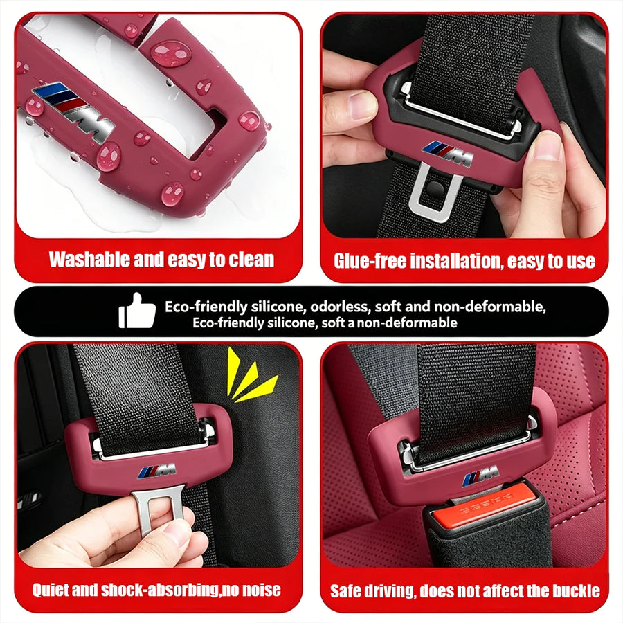 1/2-Piece Silicone Car Seat Belt Buckle Protective Cover Decorative for BMW E90 G80 M3 G30 M5 F82