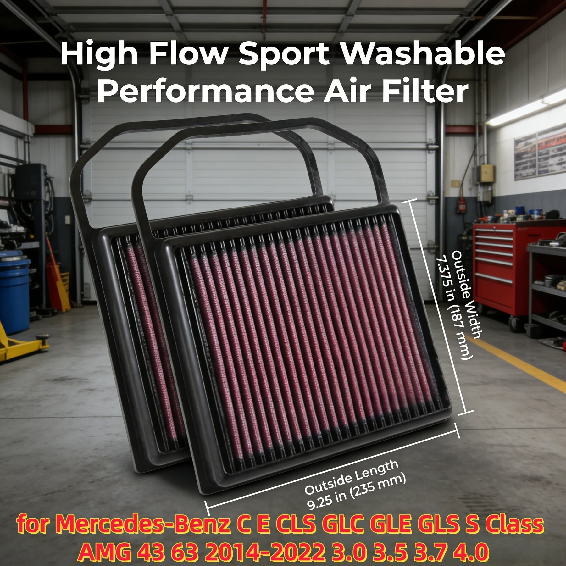 High-Flow Engine Air Filter for Mercedes-Benz C/E/CLS/GLC/GLE/GLS/S-Class