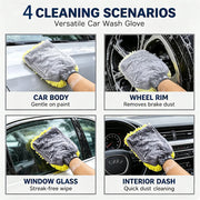 Double-Sided Chenille & Microfiber Car Wash Mitt, 28 x 21 cm
