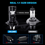 2-Piece H4 LED Headlight Bulb – 6500K, Projector-Compatible
