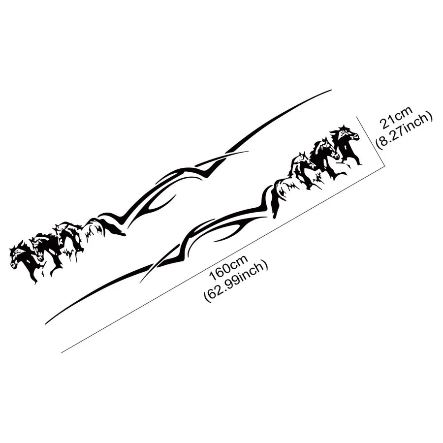 Running Horse Side Stripe Vinyl Decal Pair – 160 × 21 cm