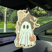 a friendly ghost wearing a classic Santa hat Intercontinental Hanging Car Air Freshener – GW1493