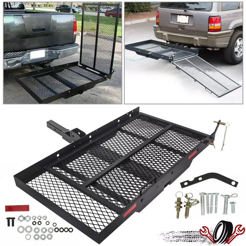 500 lb Folding Hitch Cargo Carrier with Loading Ramp