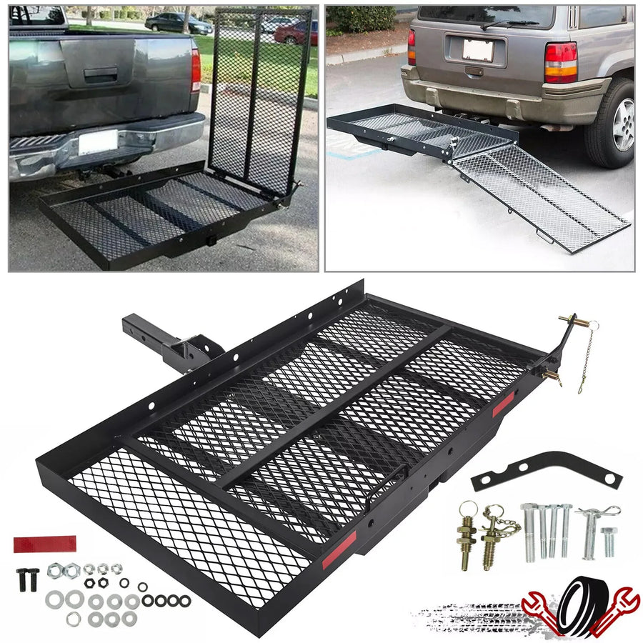 500 lb Folding Hitch Cargo Carrier with Loading Ramp