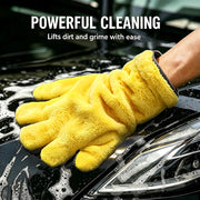 Five-Finger Microfiber Car Wash Glove, Yellow