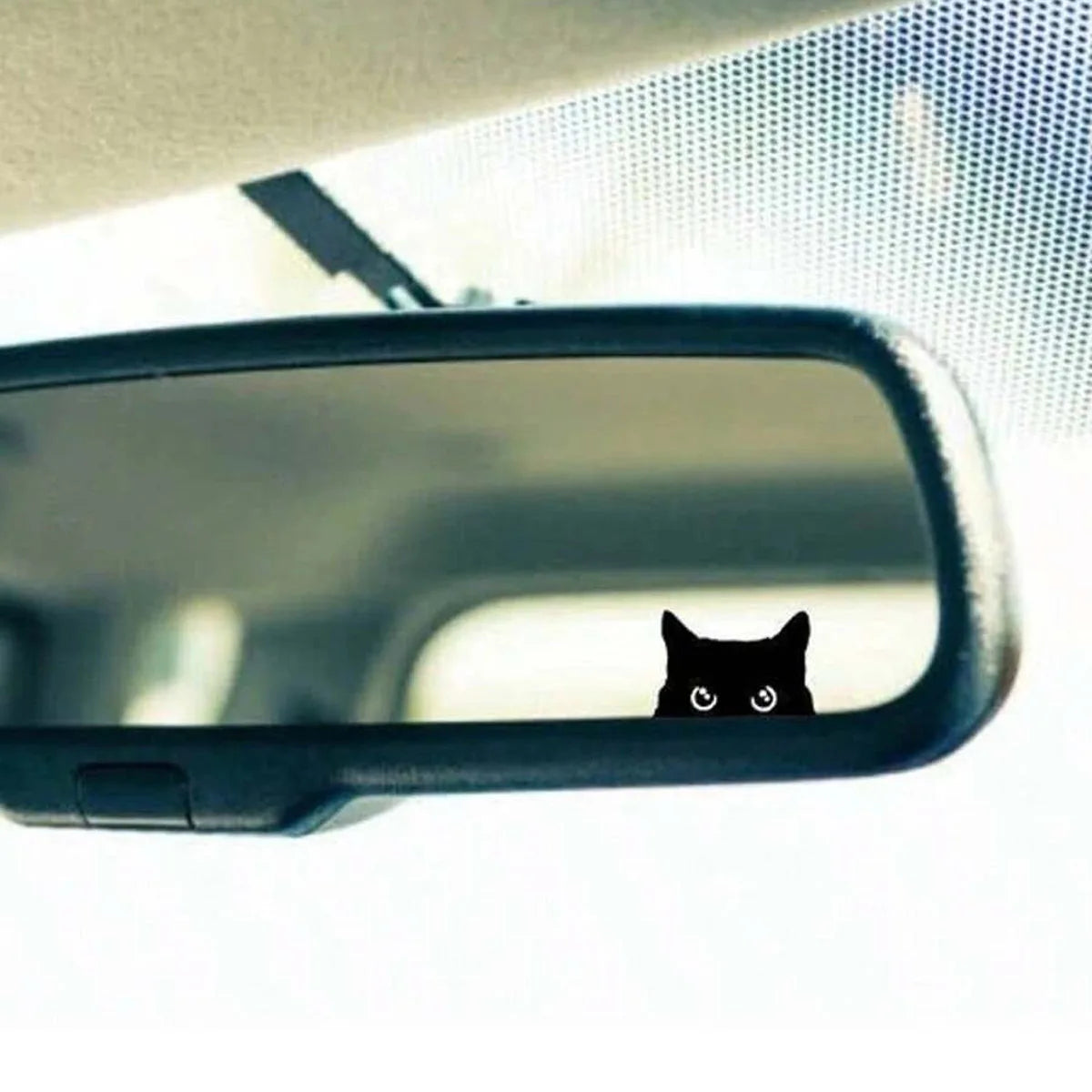 Black Cat Peeker Button Vinyl Decal