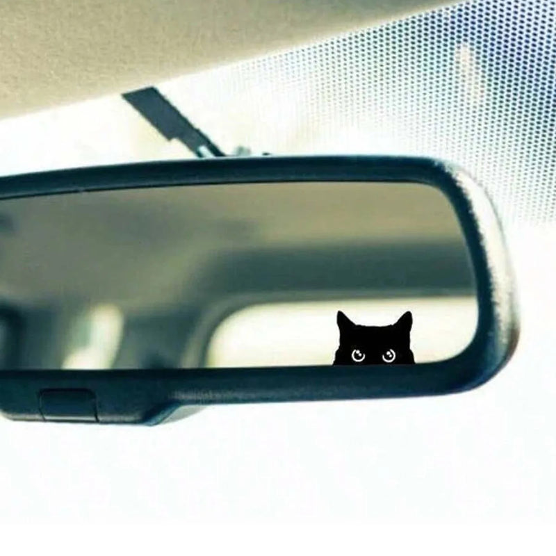 Black Cat Peeker Button Vinyl Decal