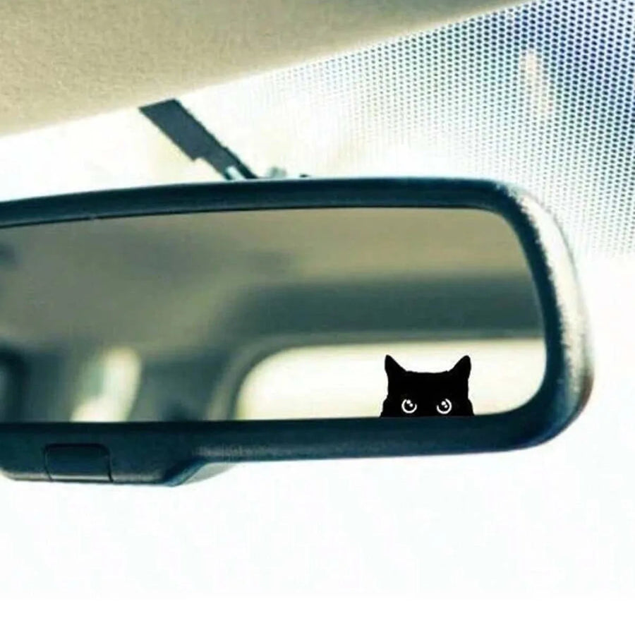 Black Cat Peeker Button Vinyl Decal