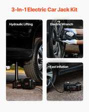 5-Ton 12V Electric Scissor Jack and Impact Wrench Tire Change Kit
