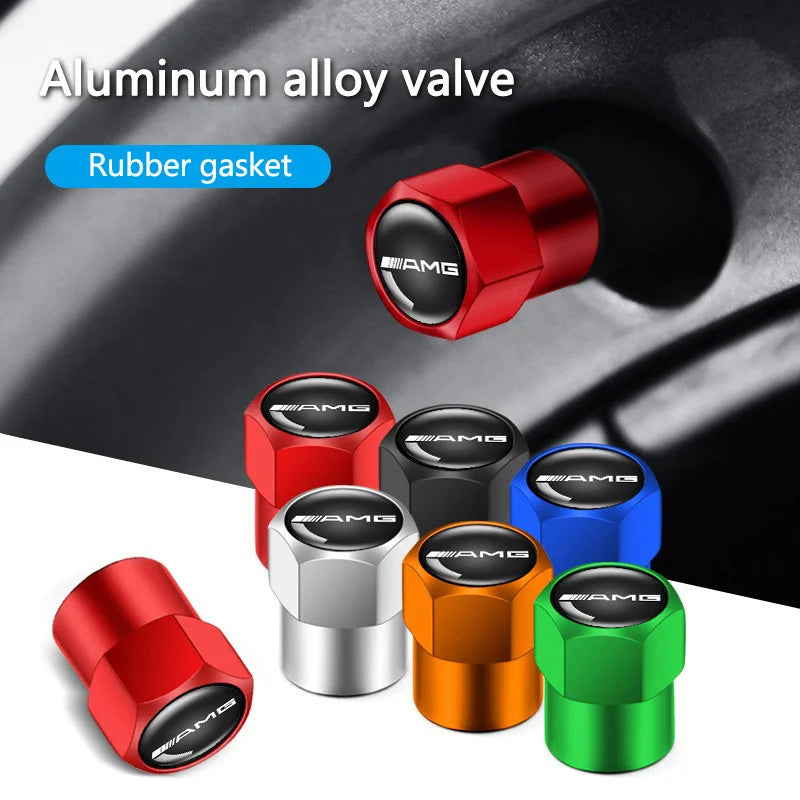 Mercedes-Benz-Style Aluminum Tire Valve Caps – 4-Piece Set