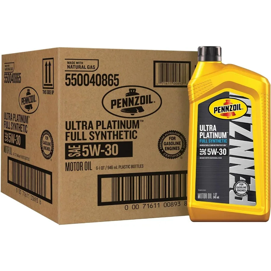 Pennzoil Ultra Platinum Full Synthetic 5W-30 Motor Oil, 1 Quart Case of 6