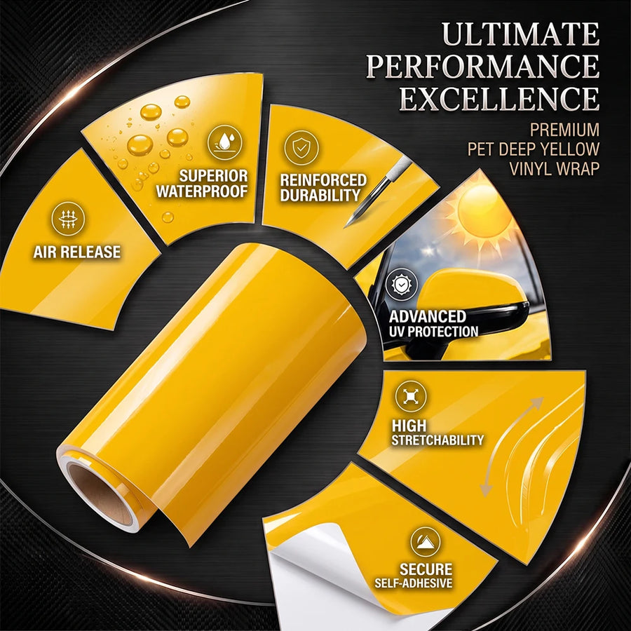 Dark Yellow Gloss Automotive Vinyl Wrap Film