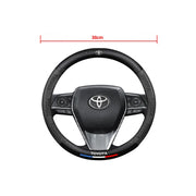 Carbon Fiber-Pattern Leather Steering Wheel Cover for Toyota Vehicles