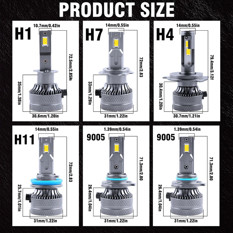H1/H4/H7/H11/9005/9006 LED Headlight Bulb – 6000K, CANBUS