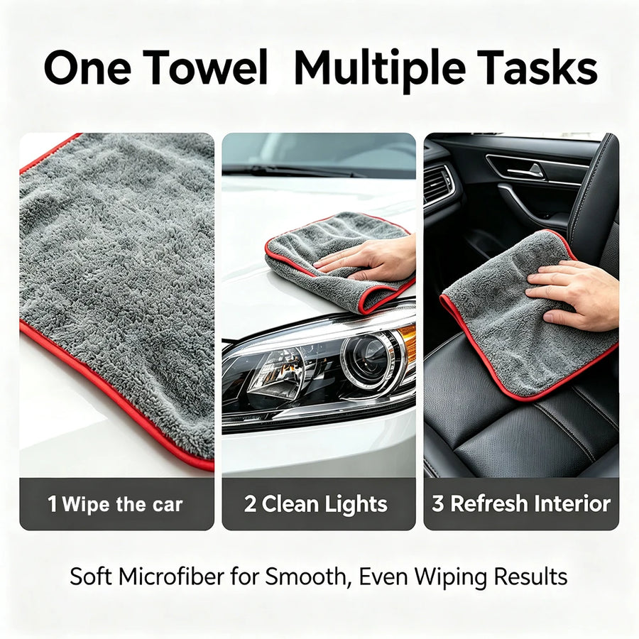 Grey Microfiber Wax-Buffing Towel, 40 x 40 cm