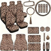 25-Piece Leopard Print Car Interior Accessories Set With Seat Covers and Floor Mats