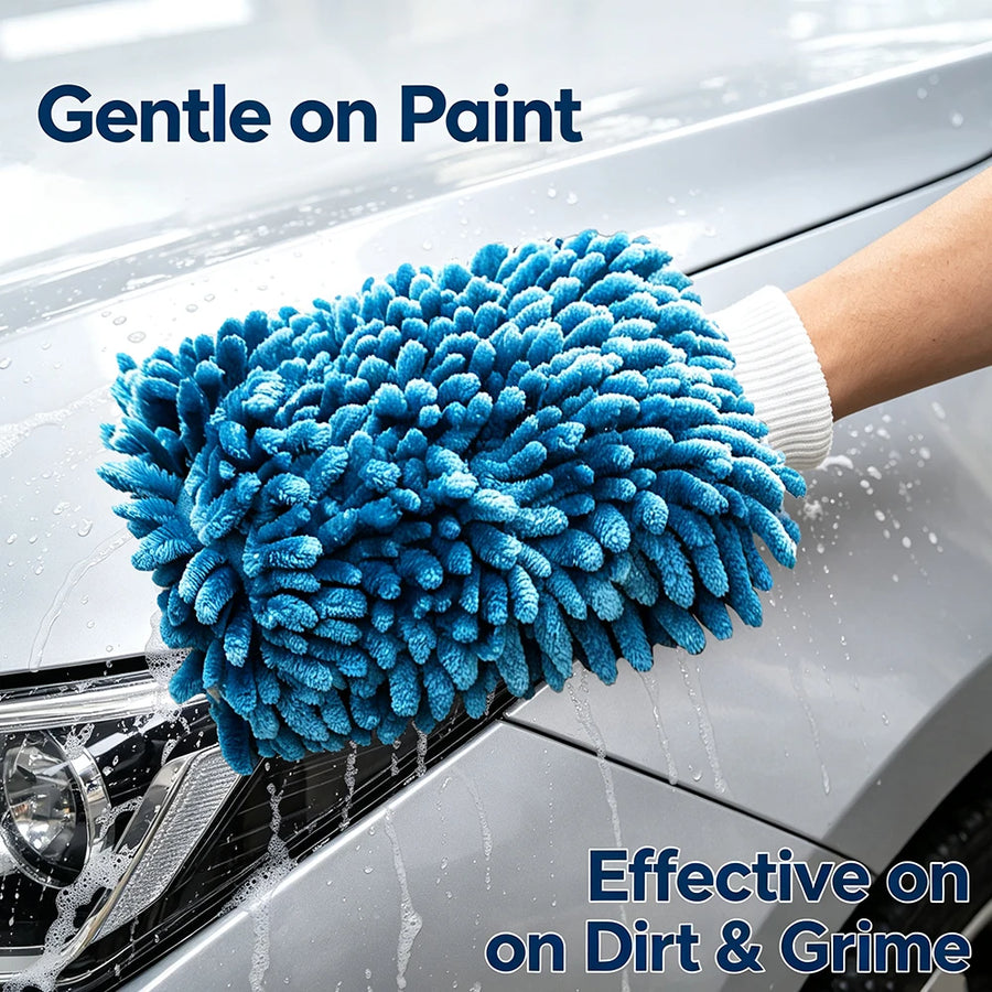 XL Blue Double-Sided Chenille Car Wash Mitt