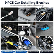 9-Piece Car Detailing Brush Set for Interior & Exterior